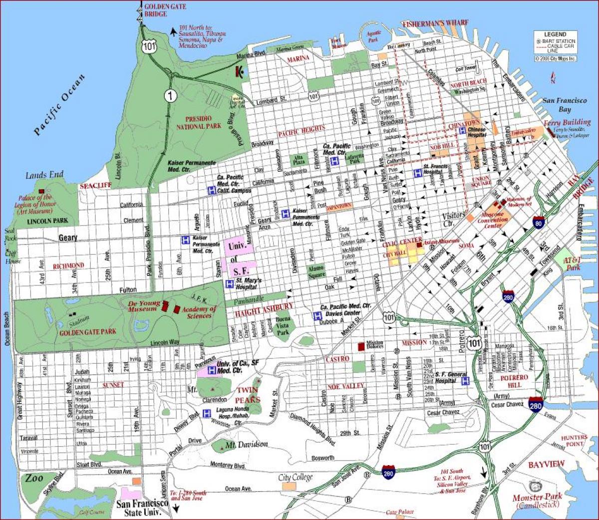 旧金山的退伍军人医疗中心的地图