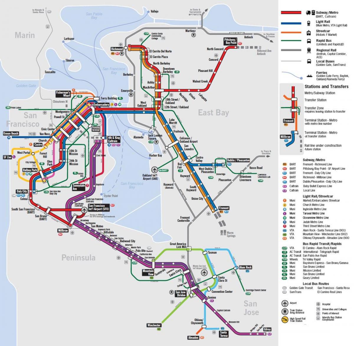 地图的公共交通旧金山