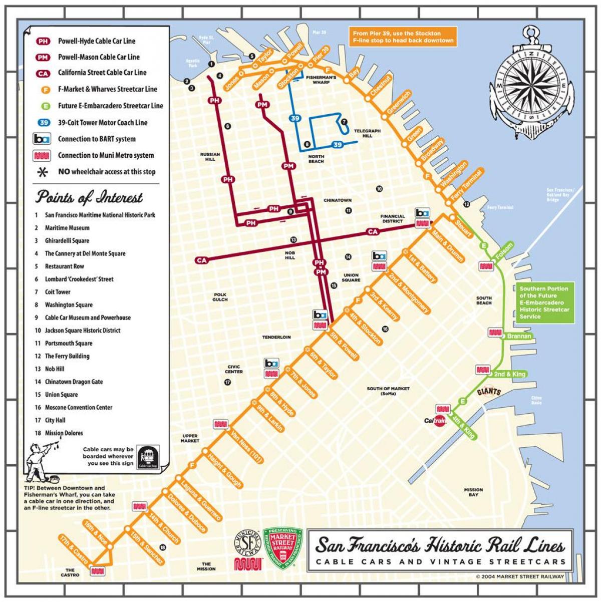 旧金山的电车的地图