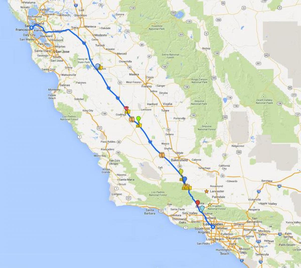 地图的旧金山驾驶旅行