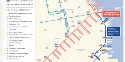 地图的旧金山的电车路线