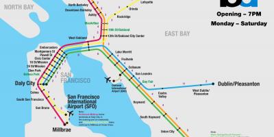 Bart系统旧金山的地图