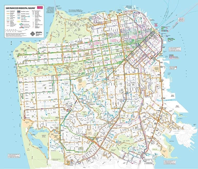 muni巴士路线的地图