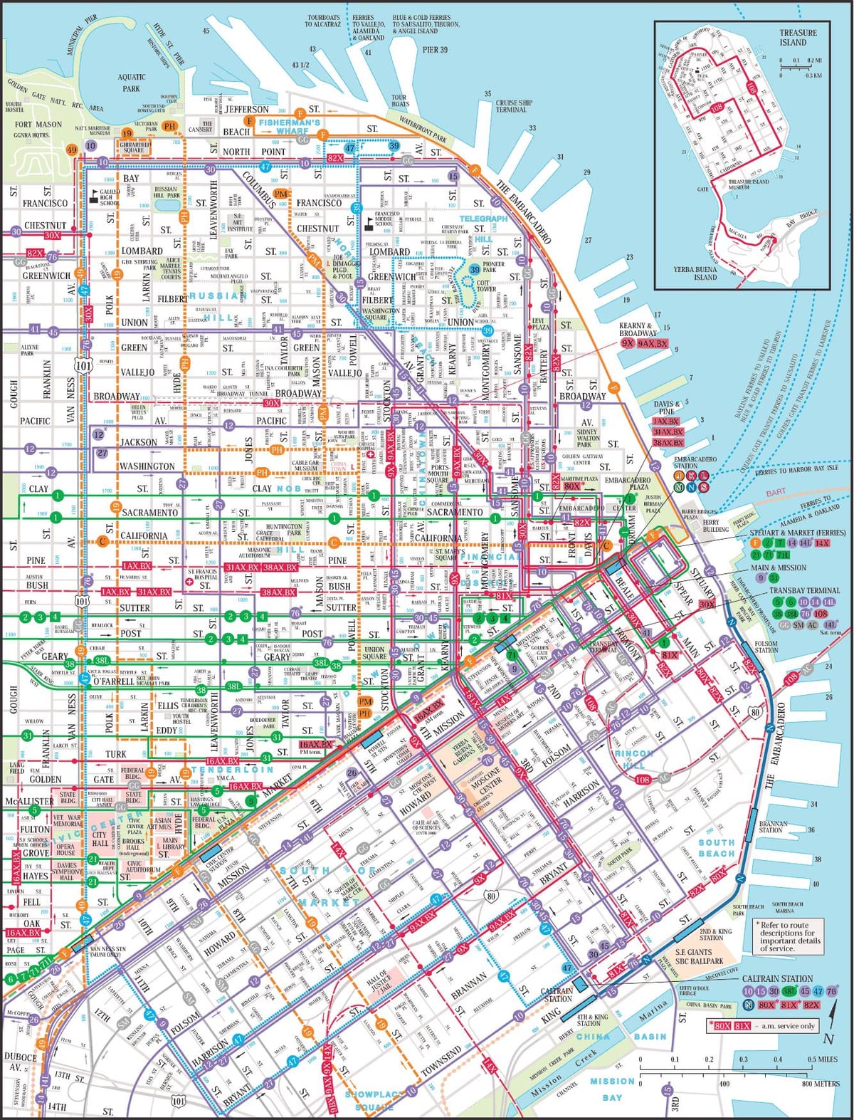 旧金山的公共交通地图