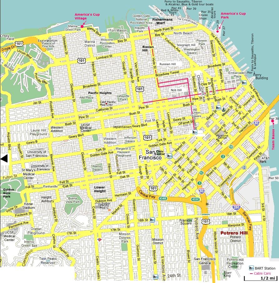 旧金山的地方感兴趣的地图