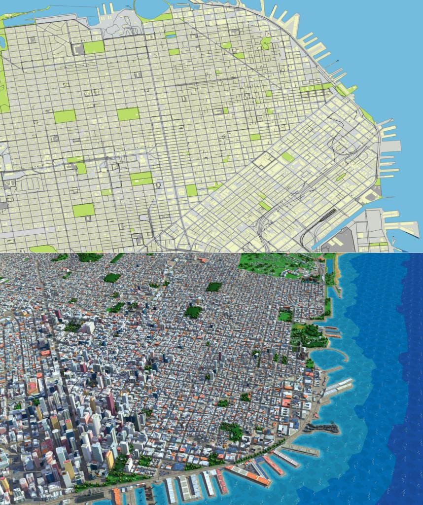 地图ofSan旧金山3d 