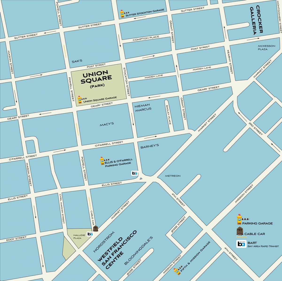 旧金山购物的地图