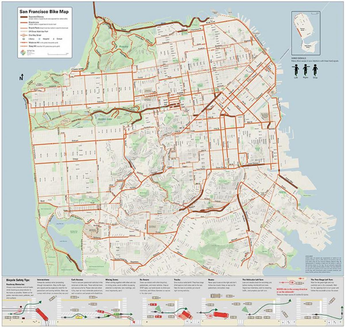 旧金山的自行车的地图