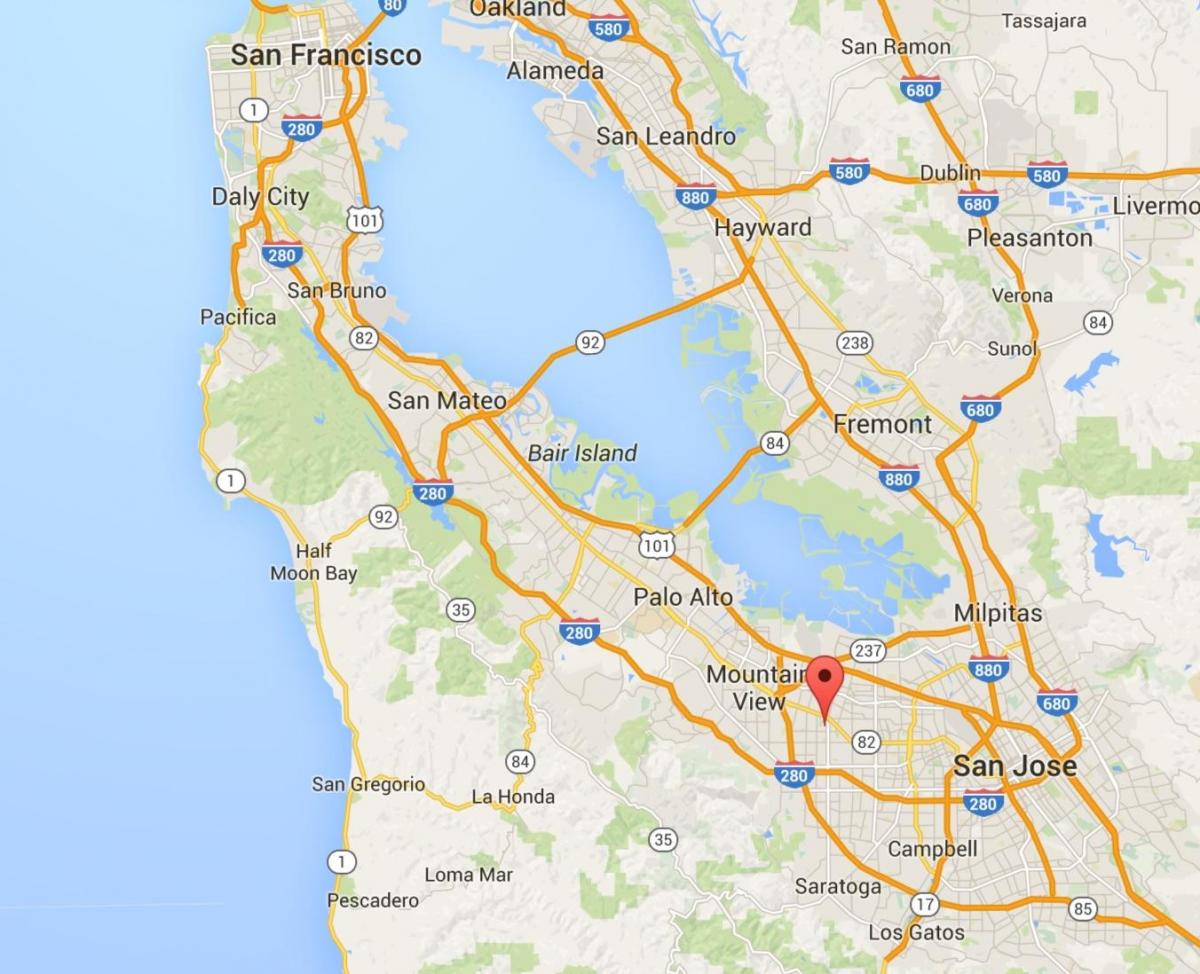 地图的硅谷的城市