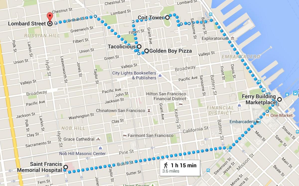 旧金山的唐人街步行游览地图