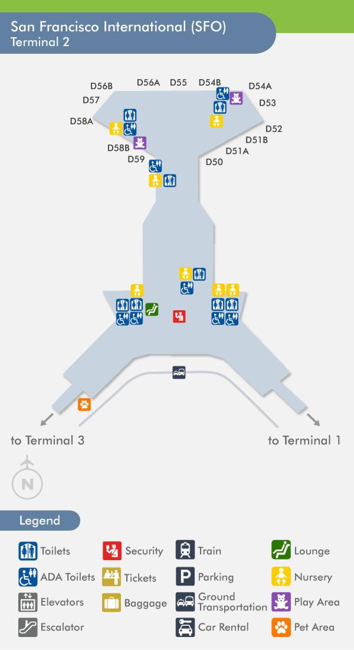 旧金山的机场终端2地图