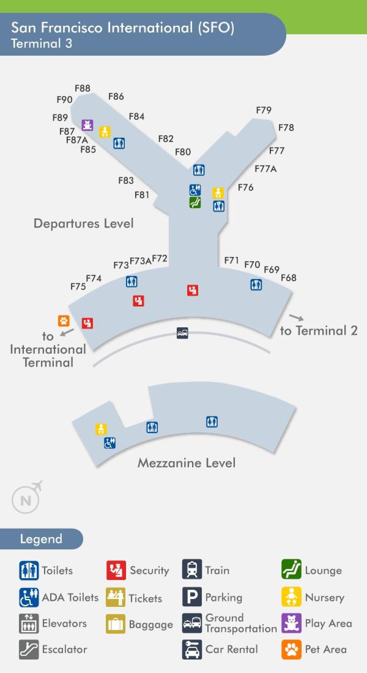 旧金山的机场地图终端3