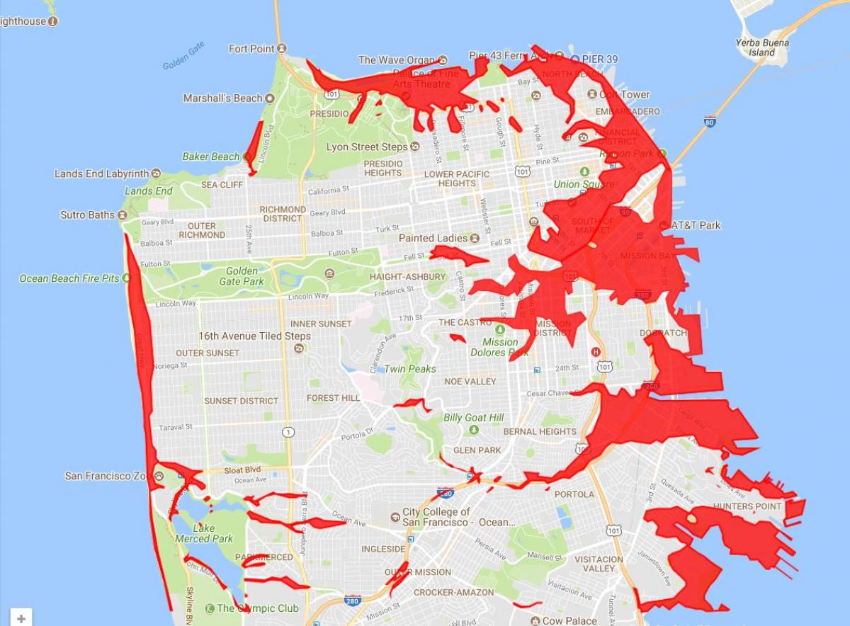 旧金山的地区来避免地图