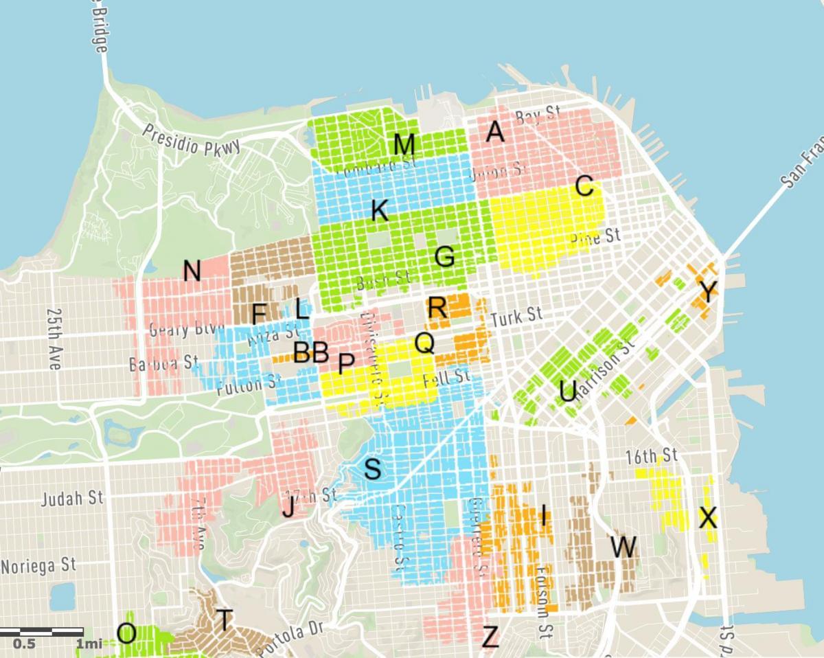 免费的街道停车场旧金山的地图