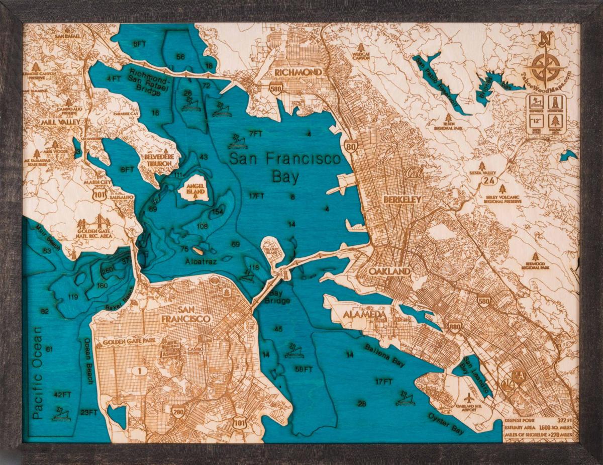地图的旧金山木