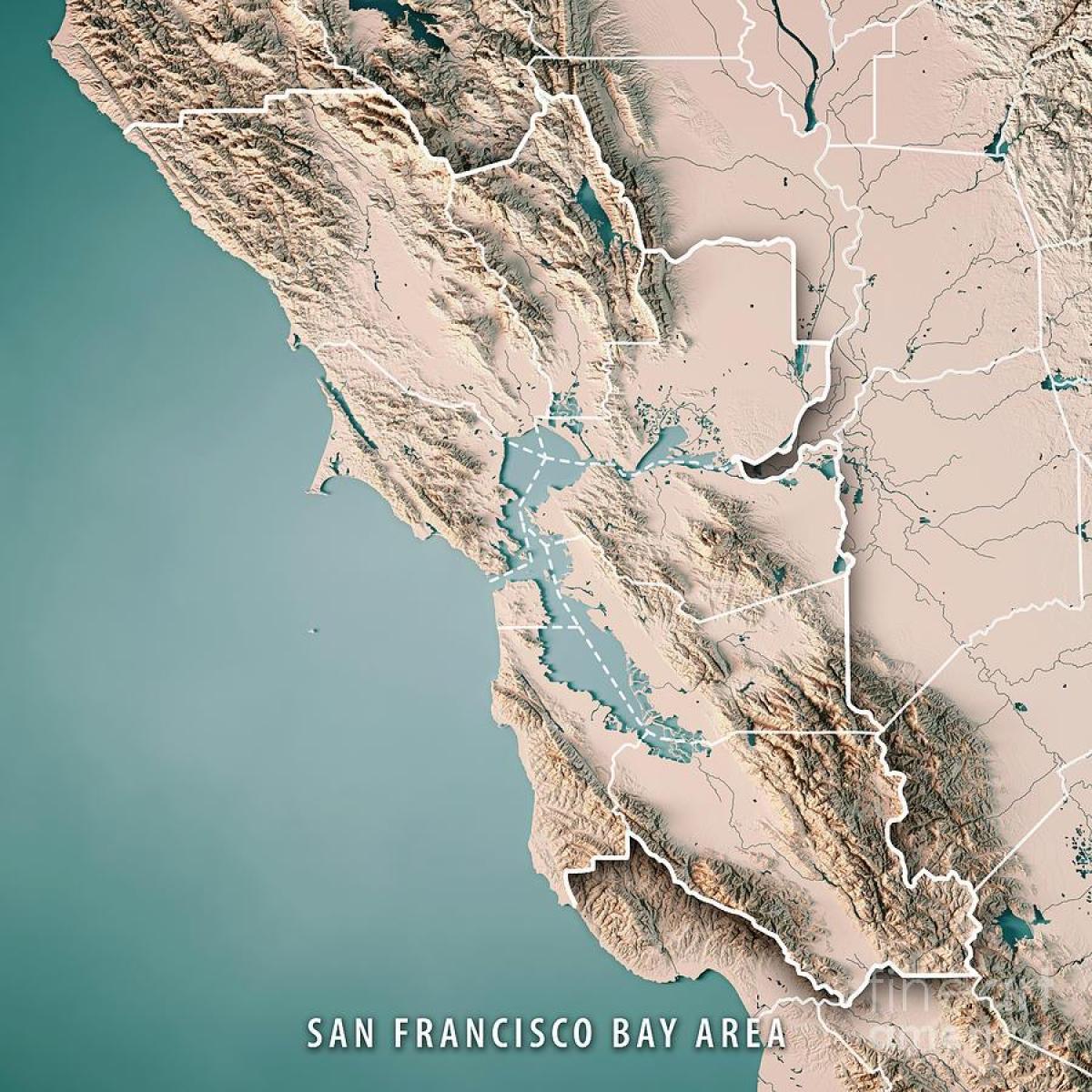 地图的旧金山海湾地形 