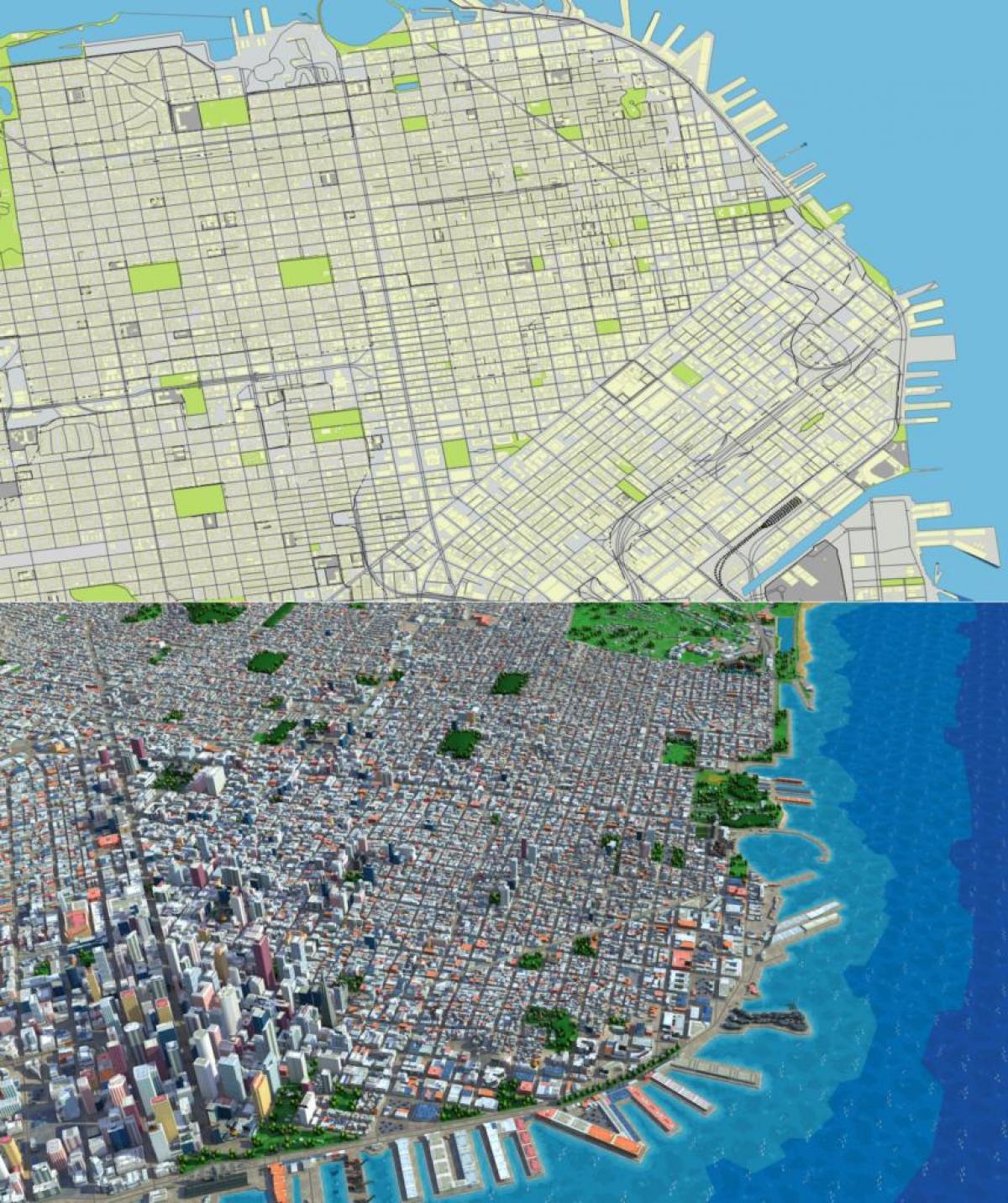 地图ofSan旧金山3d 