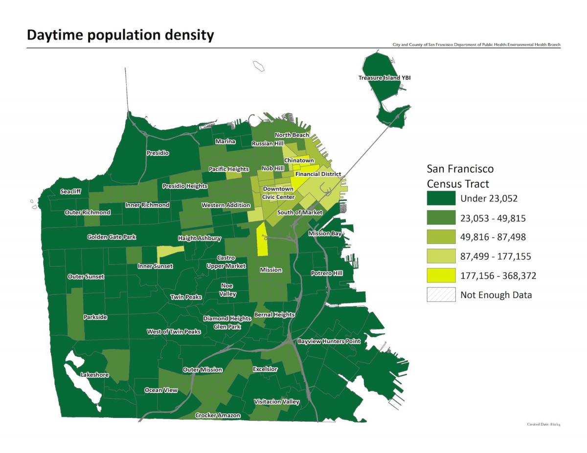 地图的旧金山的人口密度