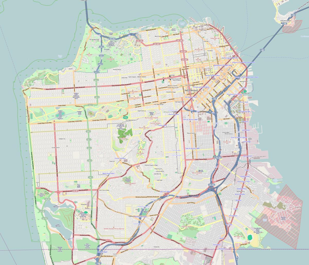 地图的旧金山大纲
