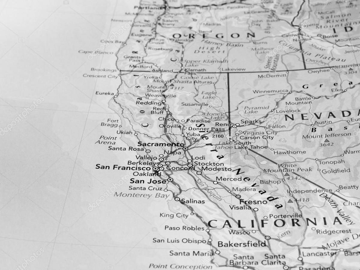 黑色和白色的地图的旧金山