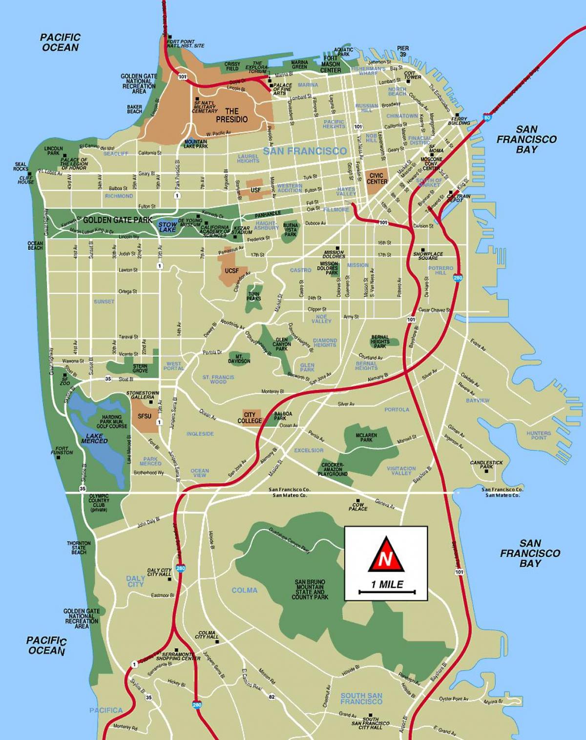 旧金山的景点地图