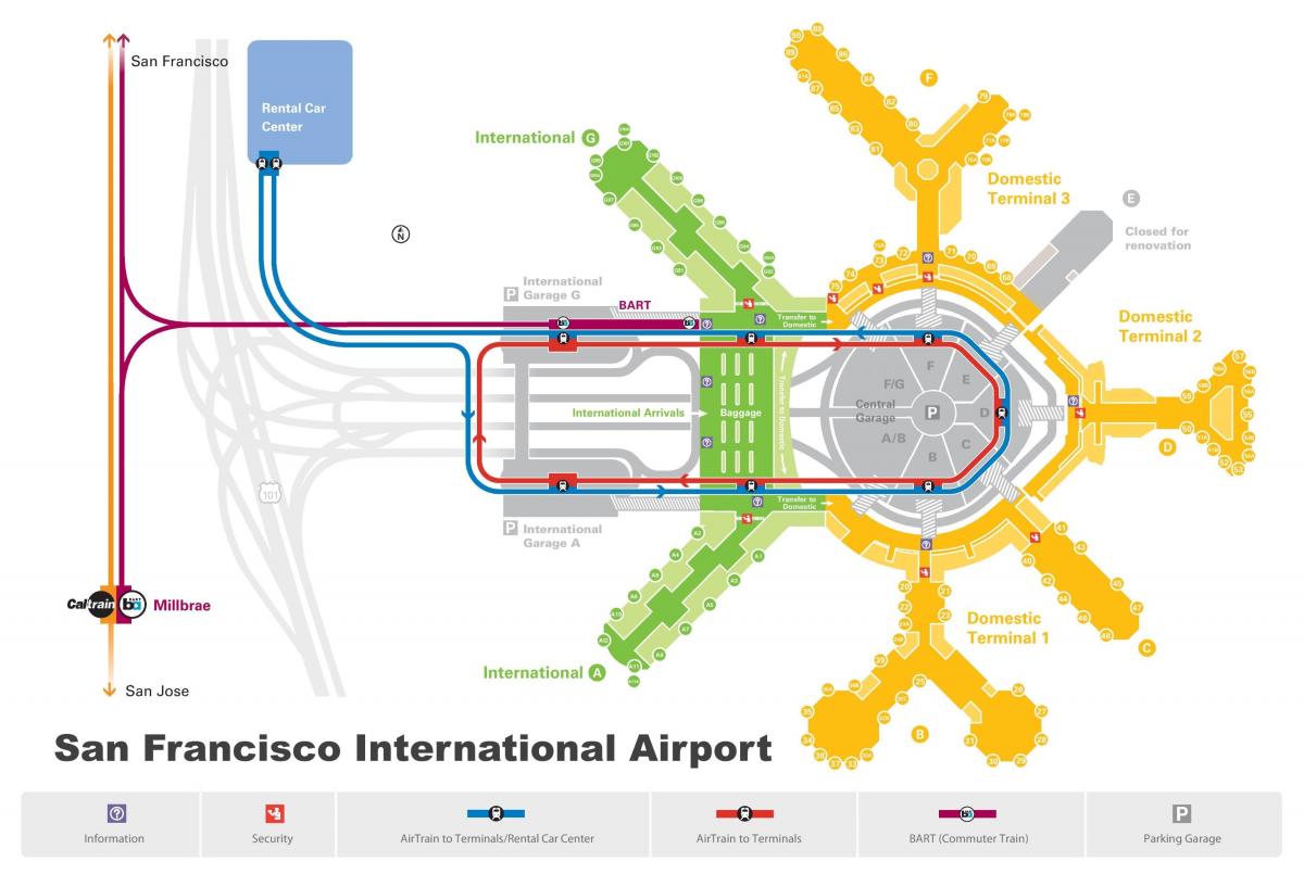 旧金山的机场出租车的地图