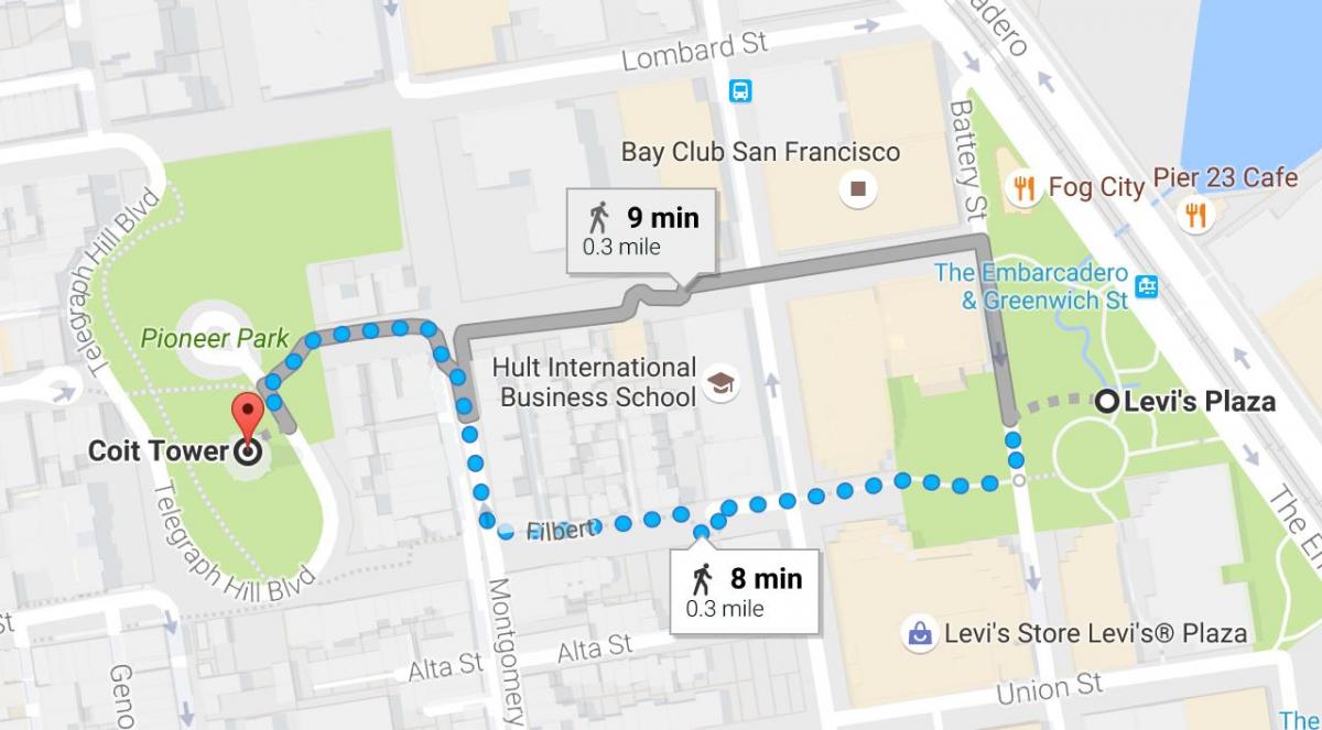 地图的旧金山的自徒步旅行