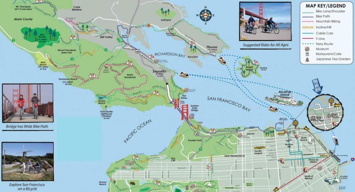 地图的旧金山的自行车之旅