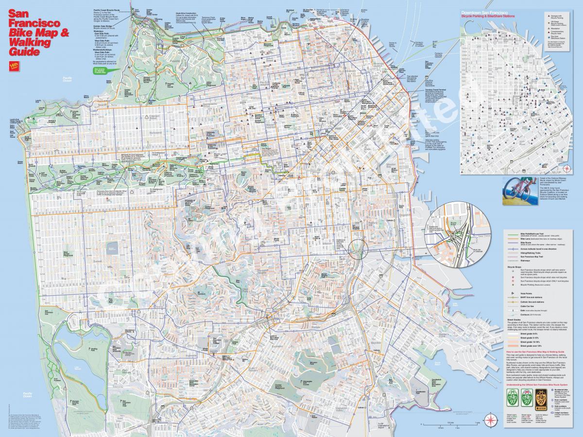 地图的旧金山的自行车