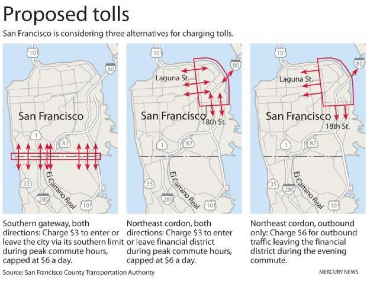 地图的旧金山的路费