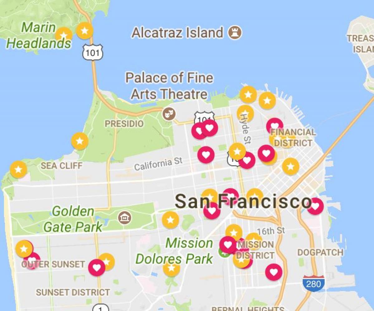 地图的旧金山的金融区