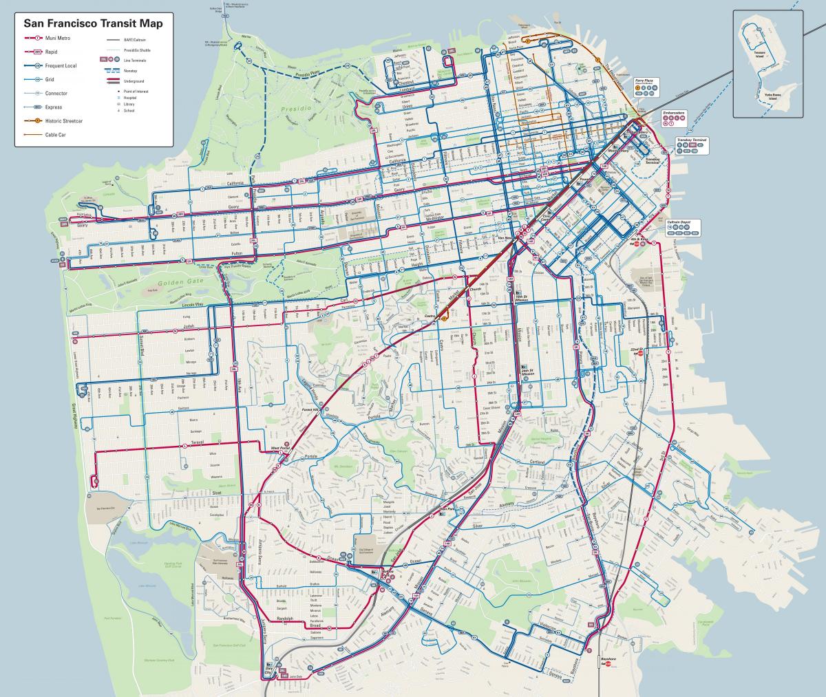 旧金山总线的地图