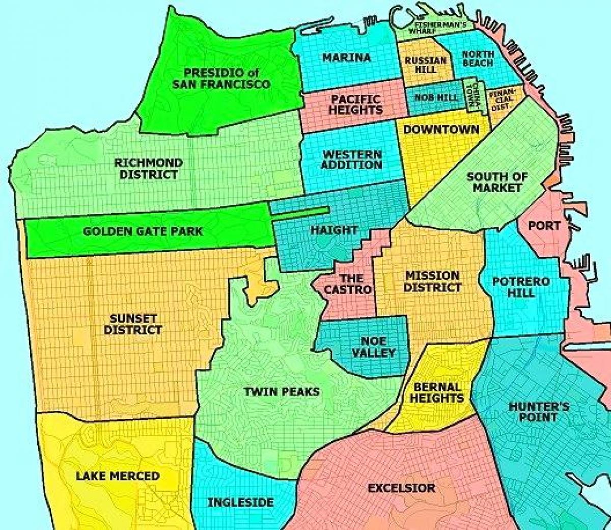 郊区的旧金山的地图