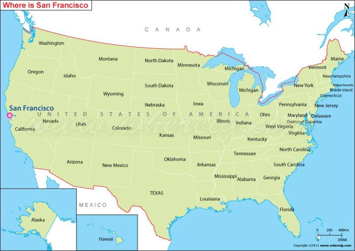 地图美国加利福尼亚州旧金山