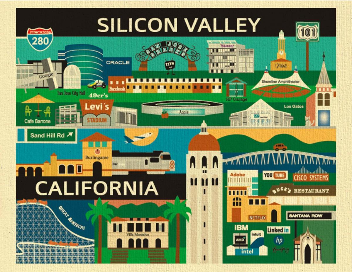 地图的硅谷的海报