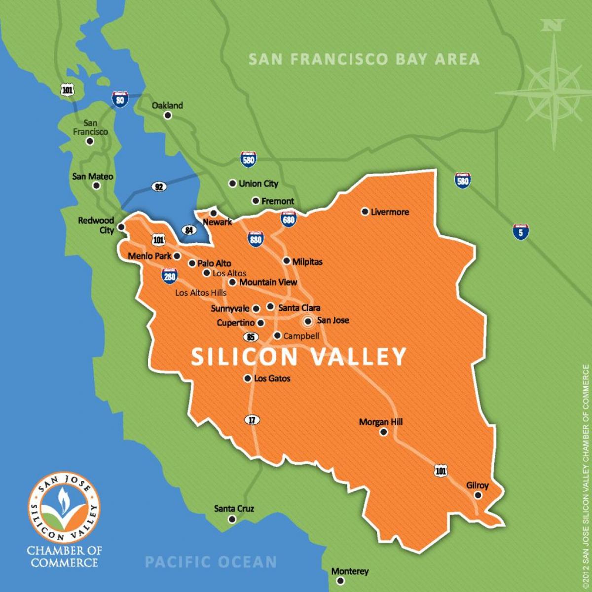 硅谷在世界地图