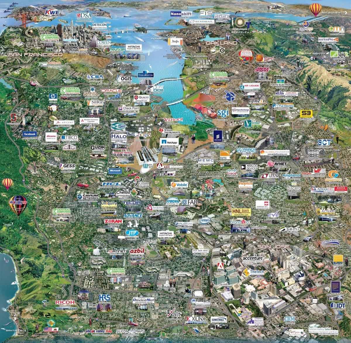 硅谷的高科技的地图