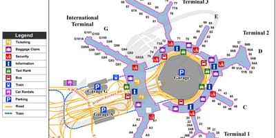 旧金山的国际机场的地图