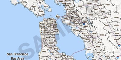 海湾地区的区域代码地图