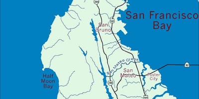 地图的海湾地区的半岛
