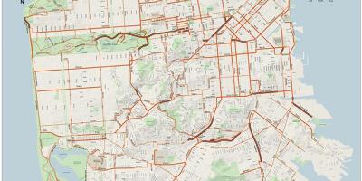 旧金山的自行车的地图