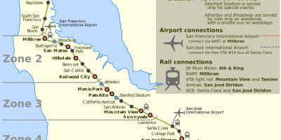旧金山的加州火车的地图