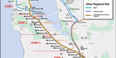 加州火车的路线地图