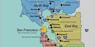 地图上的南旧金山湾区