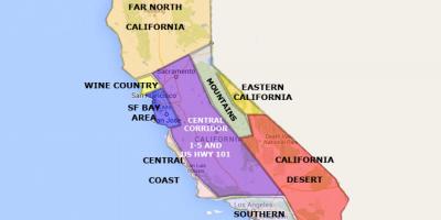 地图的加利福尼亚州旧金山以北