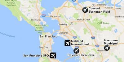 机场附近的旧金山的地图