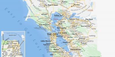旧金山海湾地区的地图加利福尼亚州