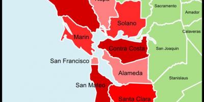 旧金山海湾地区县的地图