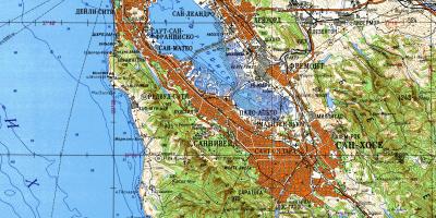 旧金山湾区域的地形图