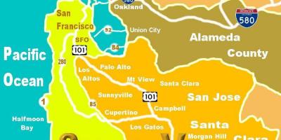 地图的硅谷的位置
